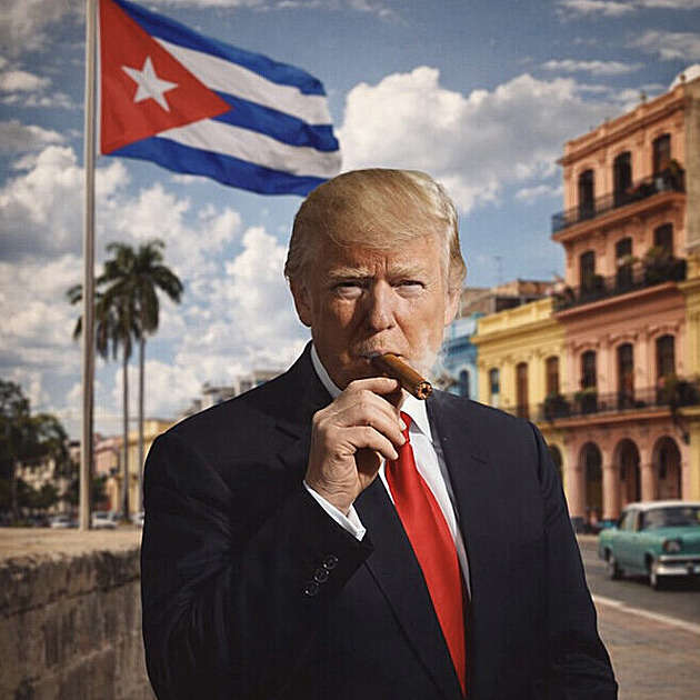 Trump se označil za prezidenta Venezuely. A Kubě poslal vzkaz s doutníkem v puse